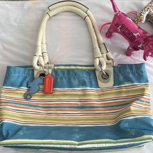 Coach Beach Stripe Tote